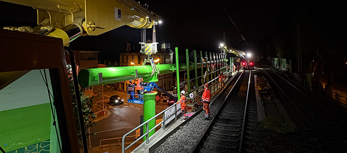 Einhub Torisionsbalken mir Eisenbahndrehkran