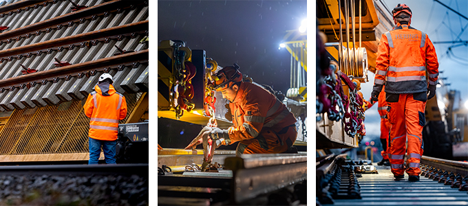 Foto-Collage Weichenunbau in Raunheim